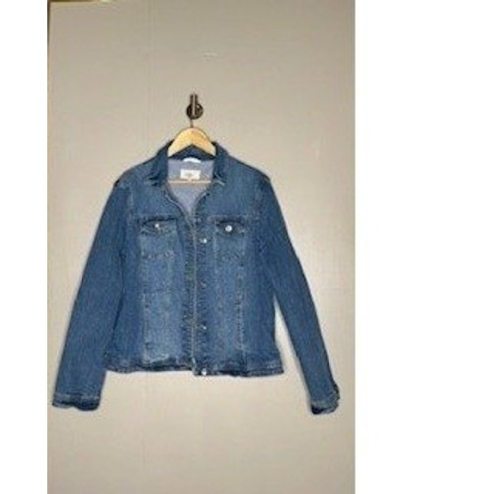 Tom Tailor‎ Mens XXL Blue Denim Trucker Jacket Striped Lining Medium Wash Cotton